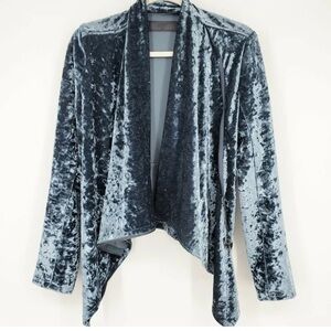 BlankNyc Crushed Velvet Asymmetric Jacket Blue S